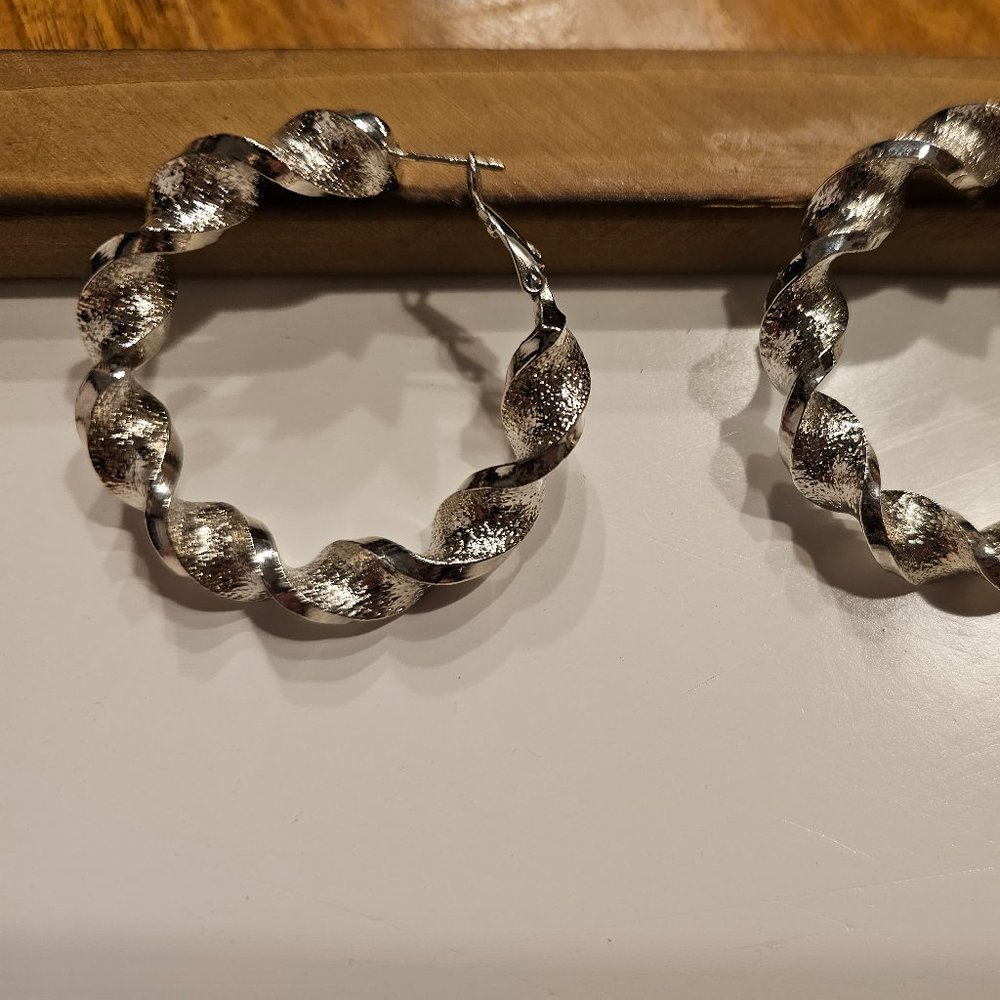 Guess silver loop earrings